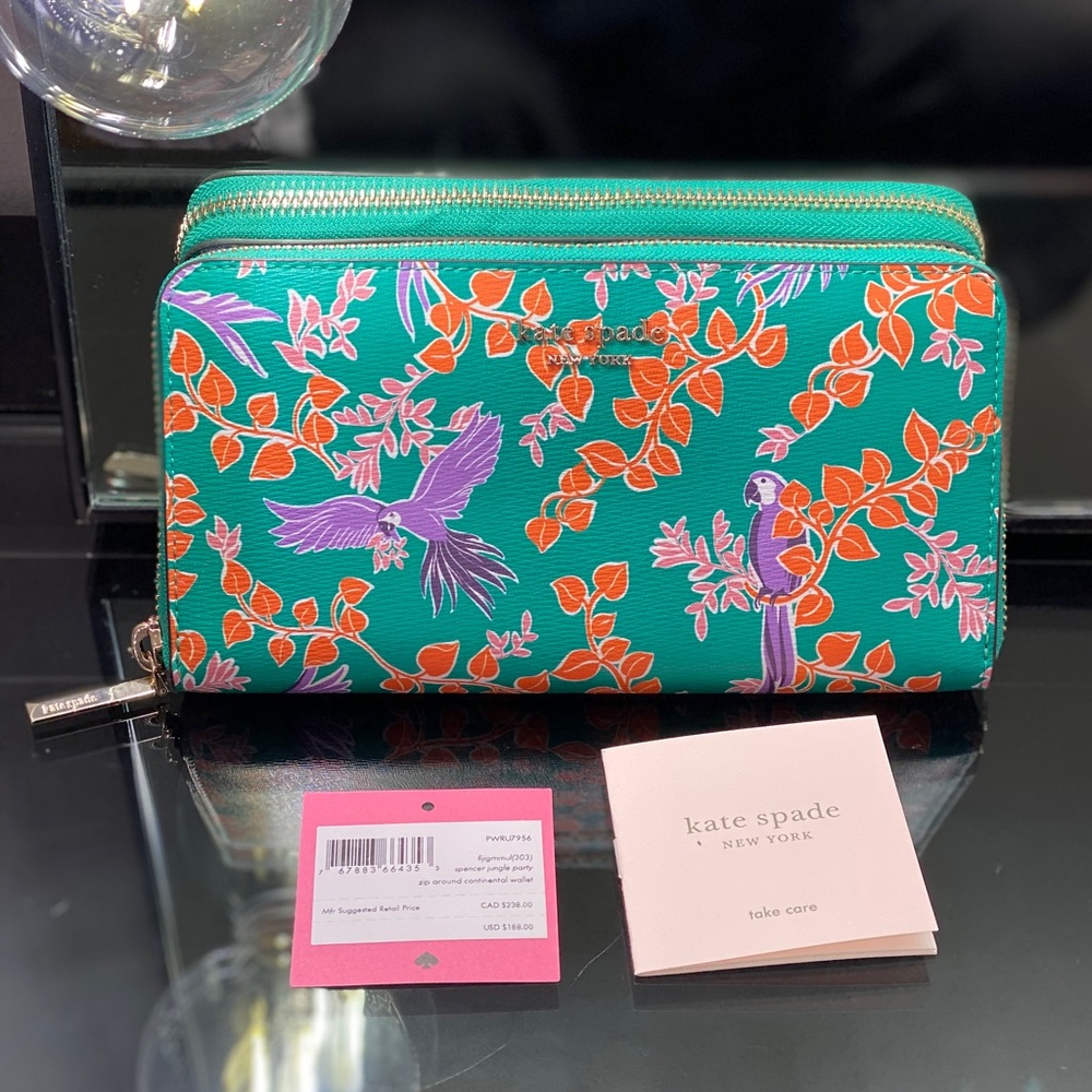 BRAND NEW! Kate Spade Bird Party Zip-Around Wallet